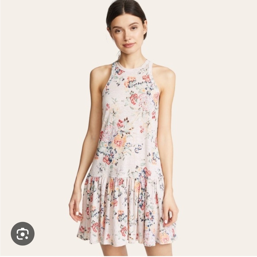 Rebecca Taylor Pink Floral Ruffled Drop Waist Dress